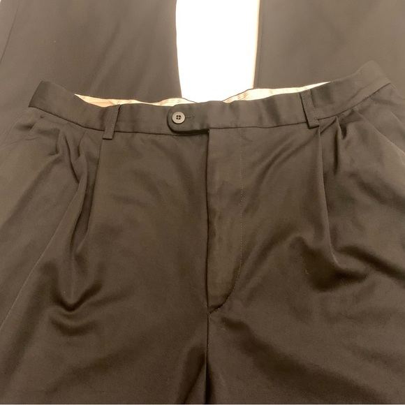 Zanella Mens Size 35/30 Black Pleated Cuffed Italy Career Business Dress Pants - Picture 2 of 5